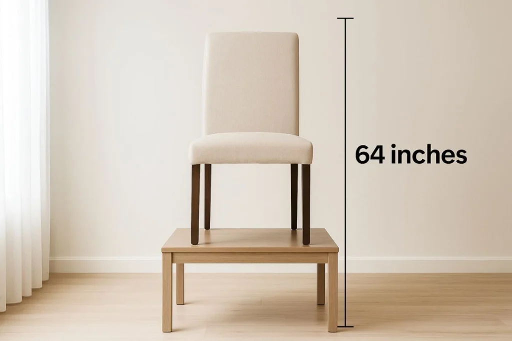 6 Real Life Analogies that are 64 inches tall - The backrest of a tall dining chair placed on a low table