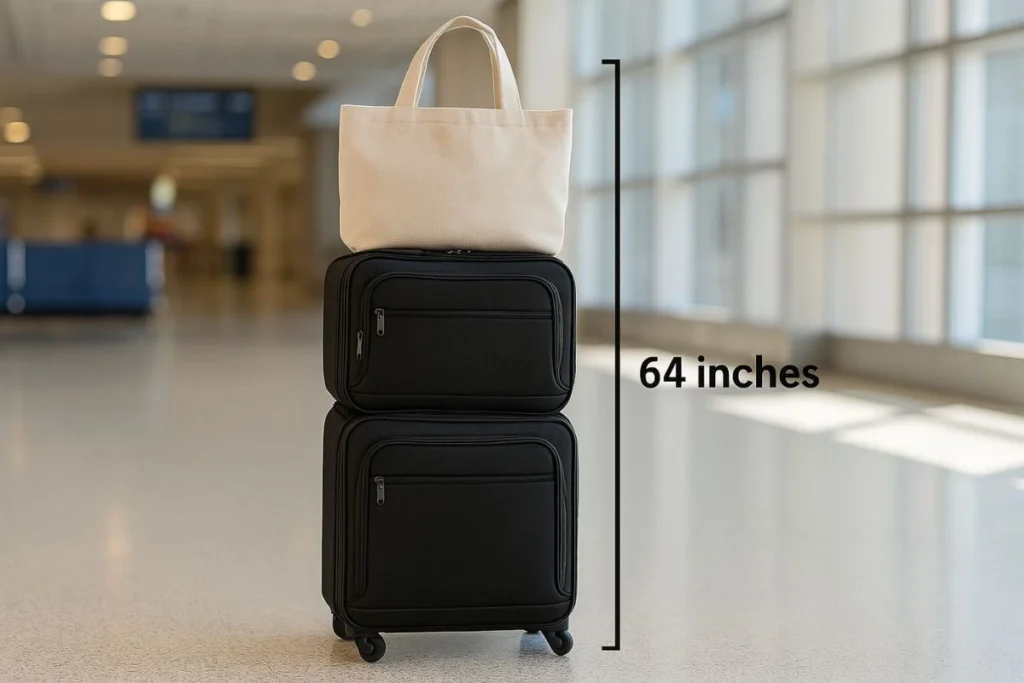 6 Real Life Analogies that are 64 inches tall - Two carry-on suitcases stacked