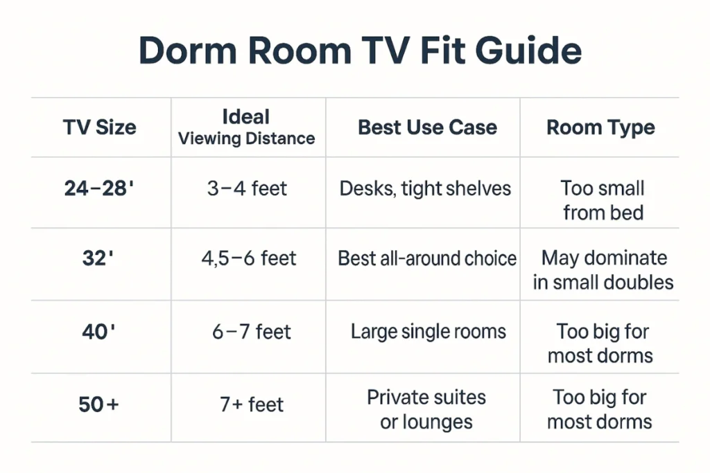 Good Tv Size For Dorm Room - Dorm Room TV Fit Guide
