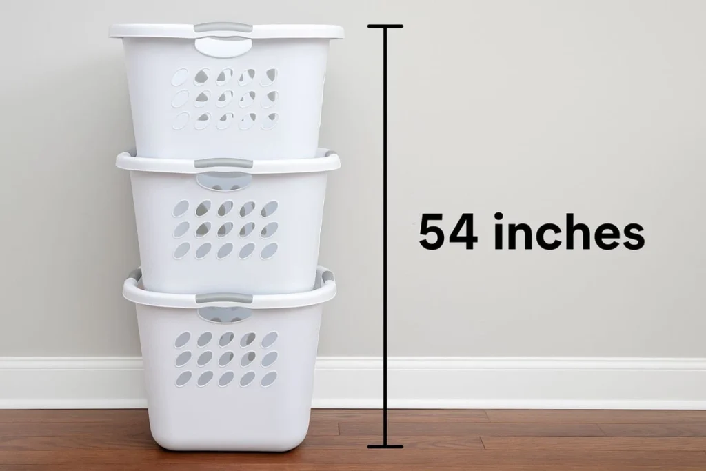 How Tall Is 54 Inches in Feet 15 Real-World Analogies That are 54 Inches in Feet Laundry Basket Stack (Three Medium Baskets)