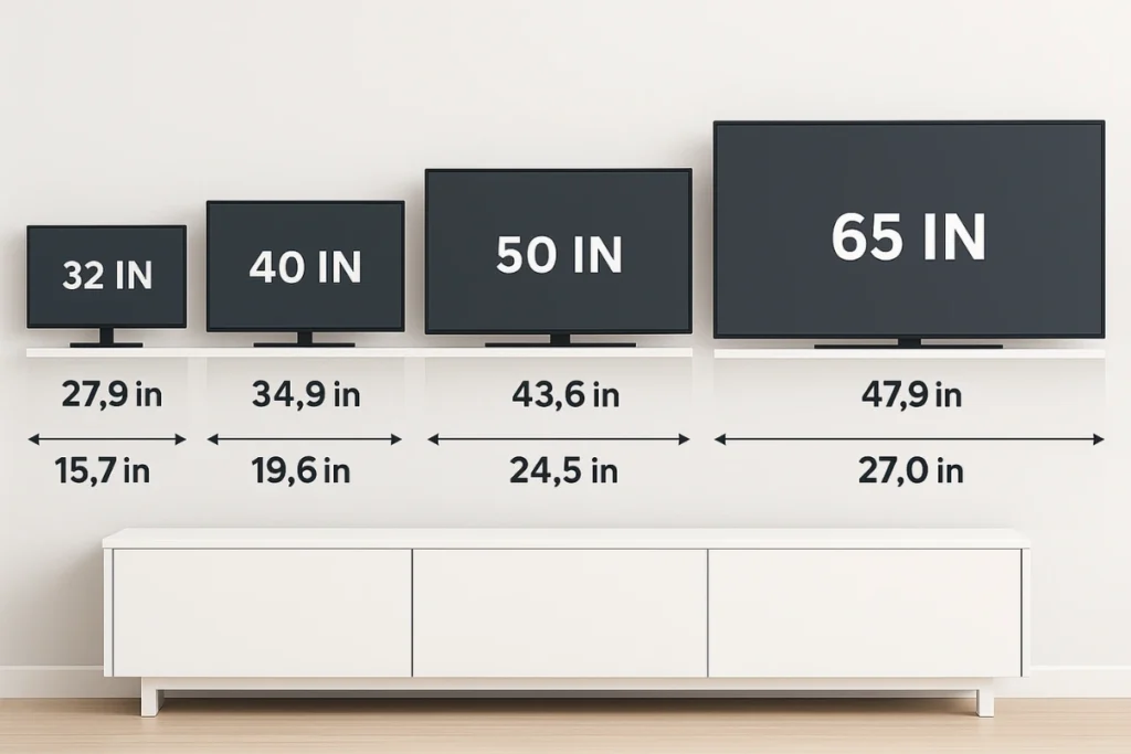 TV Size Comparison Chart on a Wall - how do you measure a tv