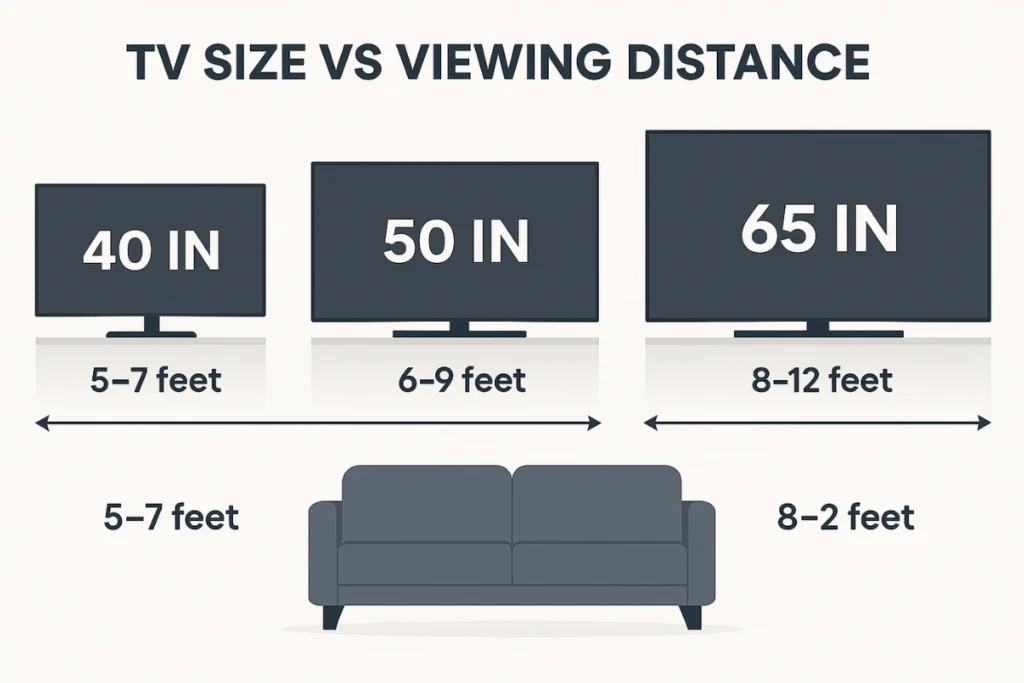 TV Size vs Viewing Distance (Chart Graphic) by Scaleanalogy