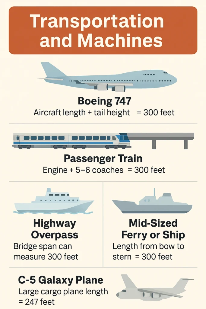 5 Transportation and vehicles that are 300 feet long or big